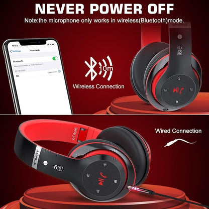 Prtukyt Auriculares Bluetooth 6S sobre la oreja, estéreo de alta fi...
