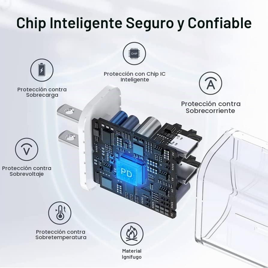 Cargador rápido para iPhone, [certificado MFi] Bloque de carga rápi...