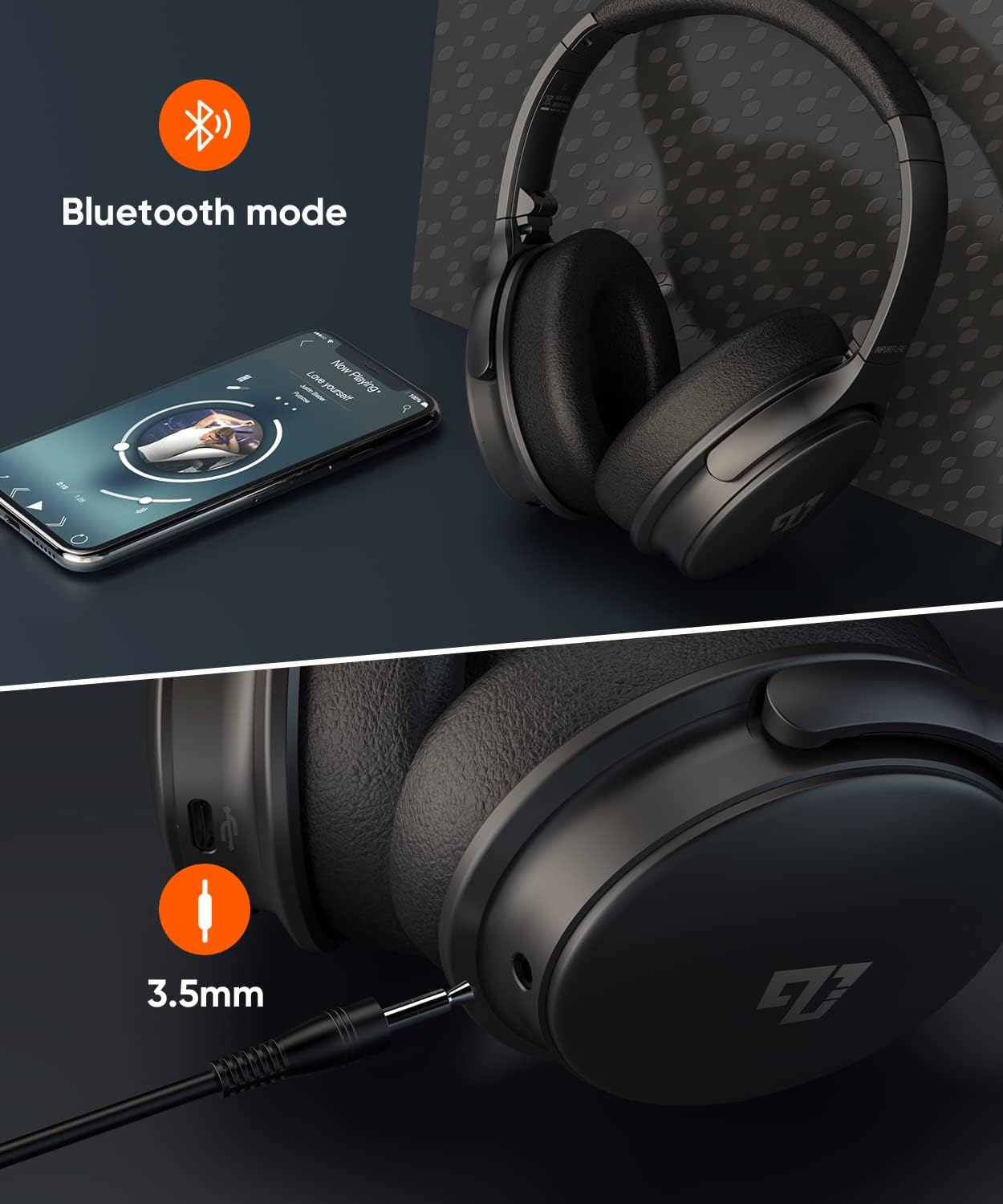 INFURTURE Auriculares Over Ear con Cancelación Activa de Ruido, Aur...