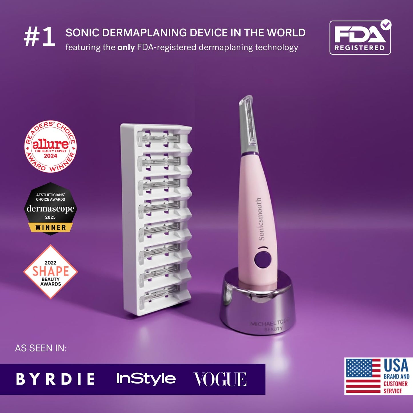 Michael Todd Beauty Sonicsmooth Dermaplane - Maquinilla de afeitar...