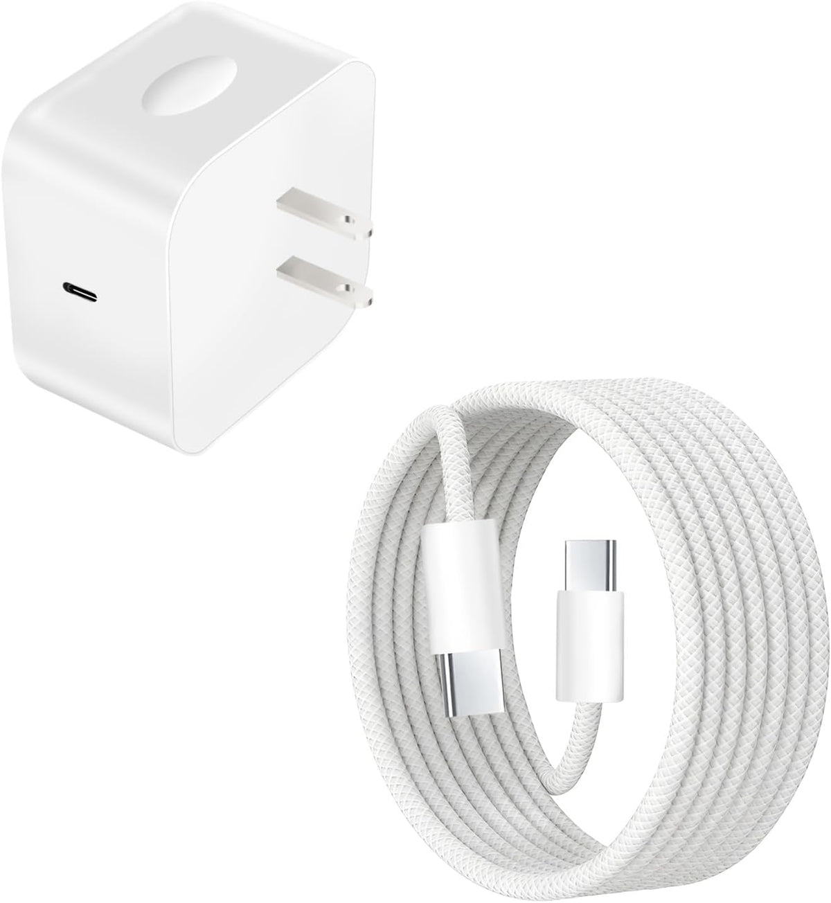 Adaptador de corriente dinámico de 40 W con 60 W máximo, cargador Apple de 40 W, cargador de pared rápido plegable tipo C con cable USB-C trenzado de 6 pies para iPhone 17 Pro Max/16 Pro/15/15 Plus