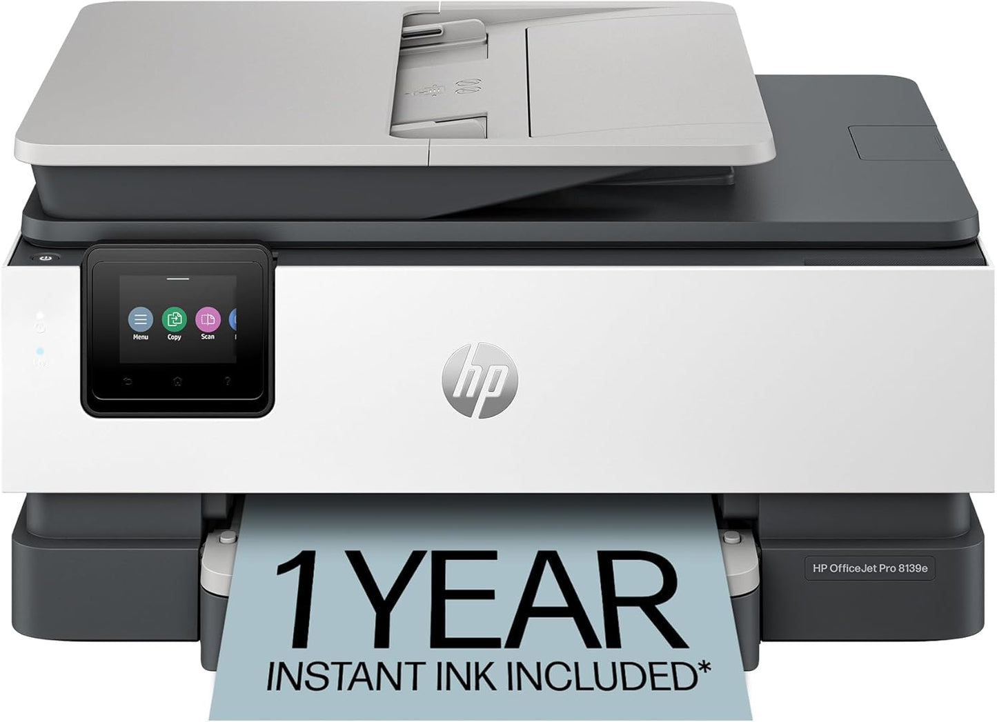 HP OfficeJet Pro 8139e Impresora inalámbrica de inyección de tinta todo en uno, impresión, escaneo, copia, fax, ADF, impresión a doble cara Lo mejor para la oficina en casa, 1 año de prueba de tinta instantánea incluida, habilitada para IA (40Q51A)