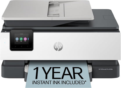 HP OfficeJet Pro 8139e Impresora inalámbrica de inyección de tinta todo en uno, impresión, escaneo, copia, fax, ADF, impresión a doble cara Lo mejor para la oficina en casa, 1 año de prueba de tinta instantánea incluida, habilitada para IA (40Q51A)