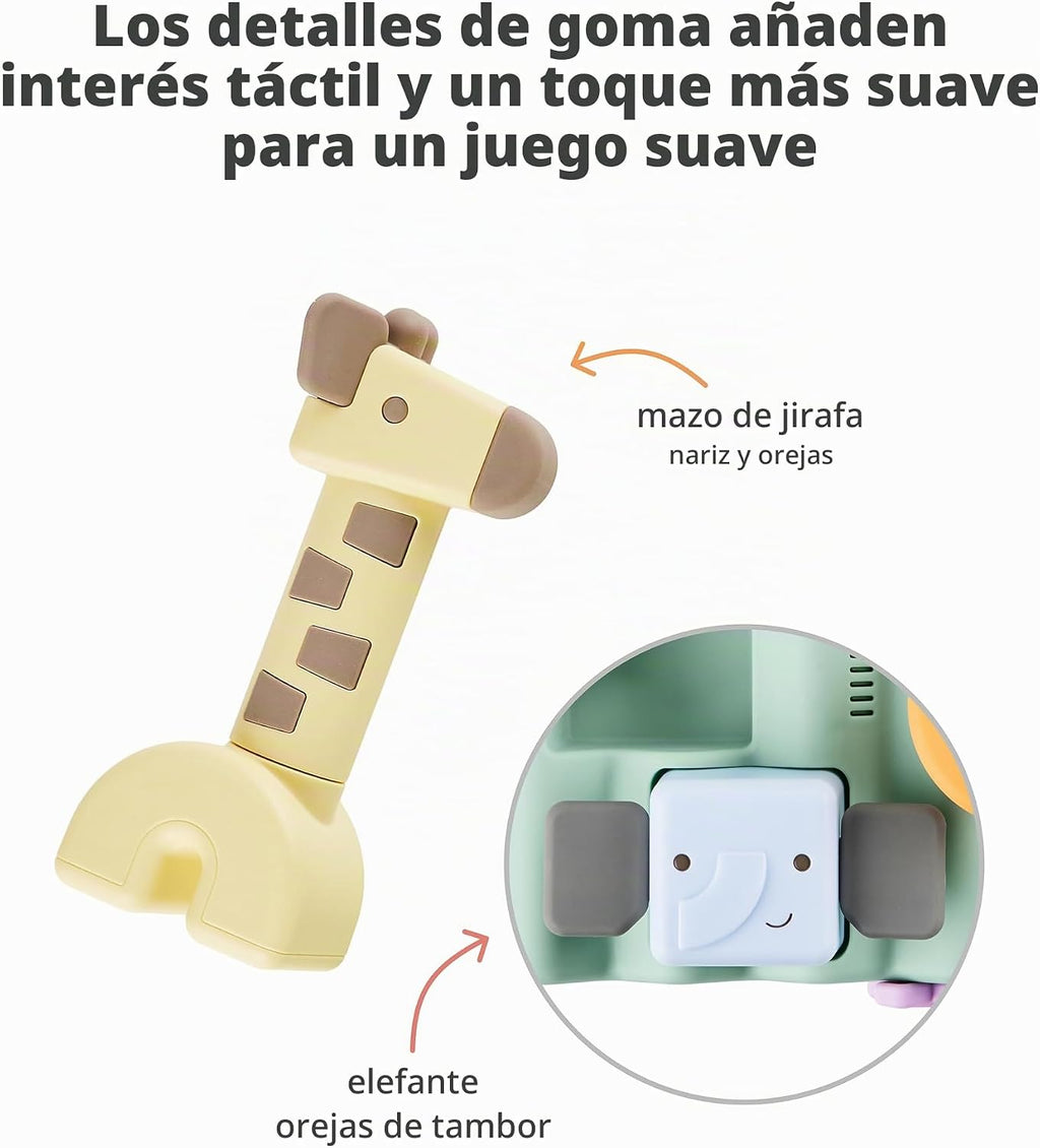 Skip Hop Tiempo boca abajo y juego sentado causa y efecto desarrollo musical para bebé juguete con 12 sonidos de animales, luces, música y 6 actividades, maravillas geométricas 2 en 1