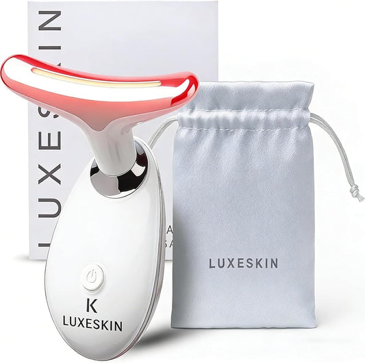 LuxeSkin Masajeador facial de terapia de luz roja LED de 7 colores...