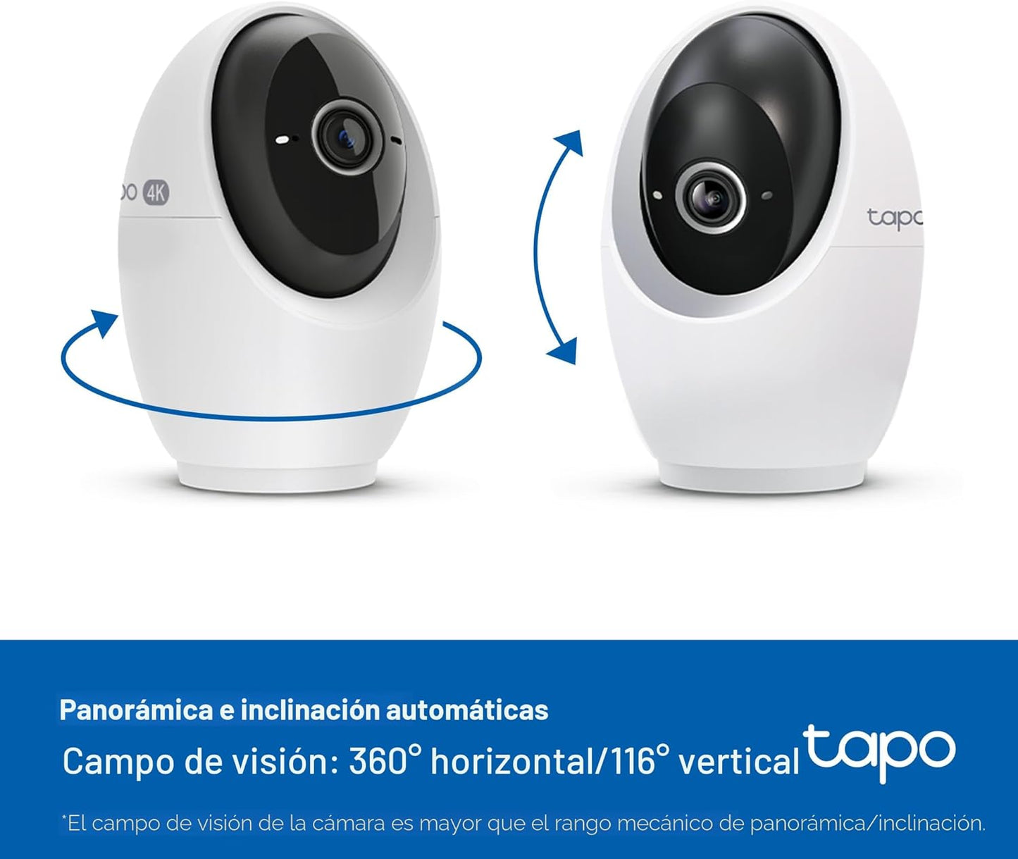 Tapo - Cámara de seguridad interior Pan\/Tilt de 4K para monitor de...
