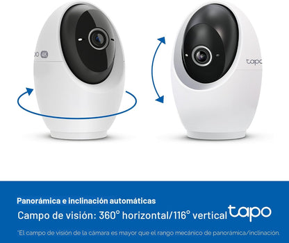 Tapo - Cámara de seguridad interior Pan\/Tilt de 4K para monitor de...