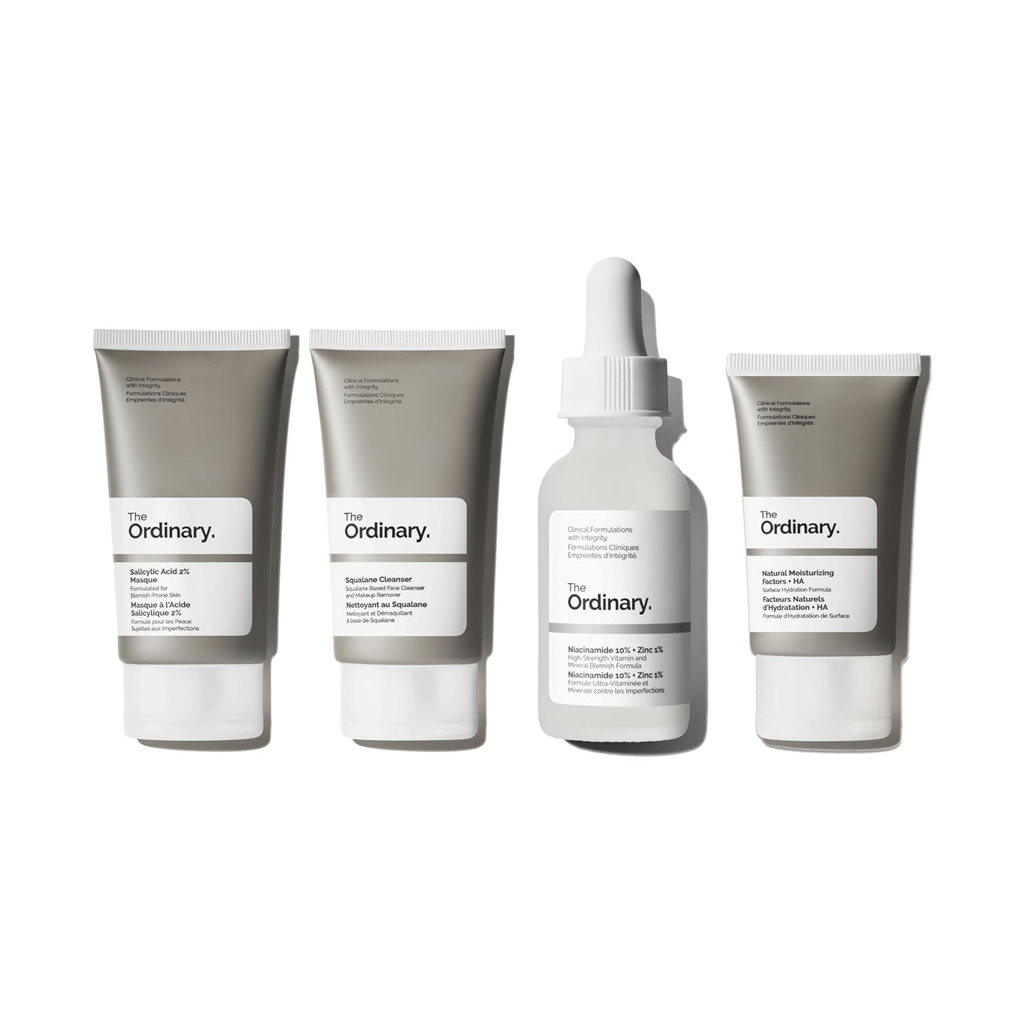 The Ordinary Colección de control de poros - Set de cuidado de la piel para pieles congestionadas - Máscara de ácido salicílico al 2%, niacinamida 10% + zinc 1%, limpiador de escualano, factores