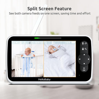 HelloBaby Monitor de Video para Bebés con Pantalla Grande IPS Mejor...