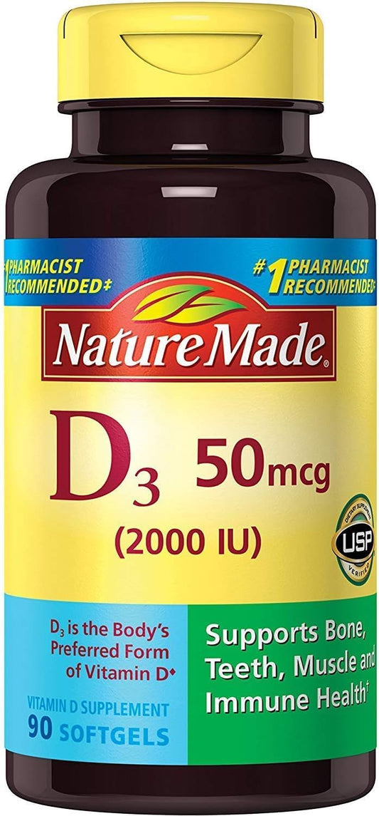 Nature Made Vitamina D3 2000 IU Cápsulas blandas líquidas 90 unidad...
