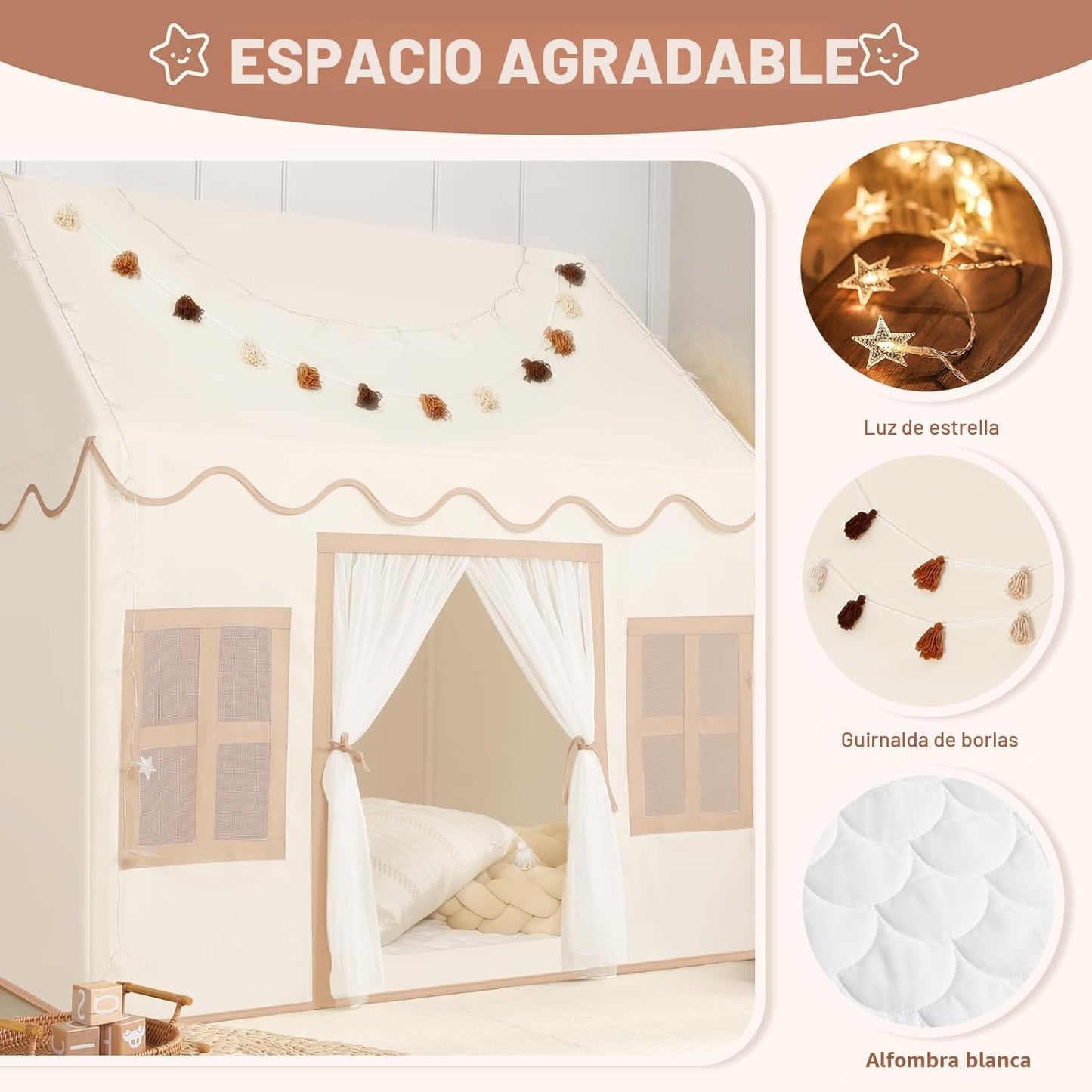 Senodeer Tienda de campaña para niños en el interior: con alfombra,...