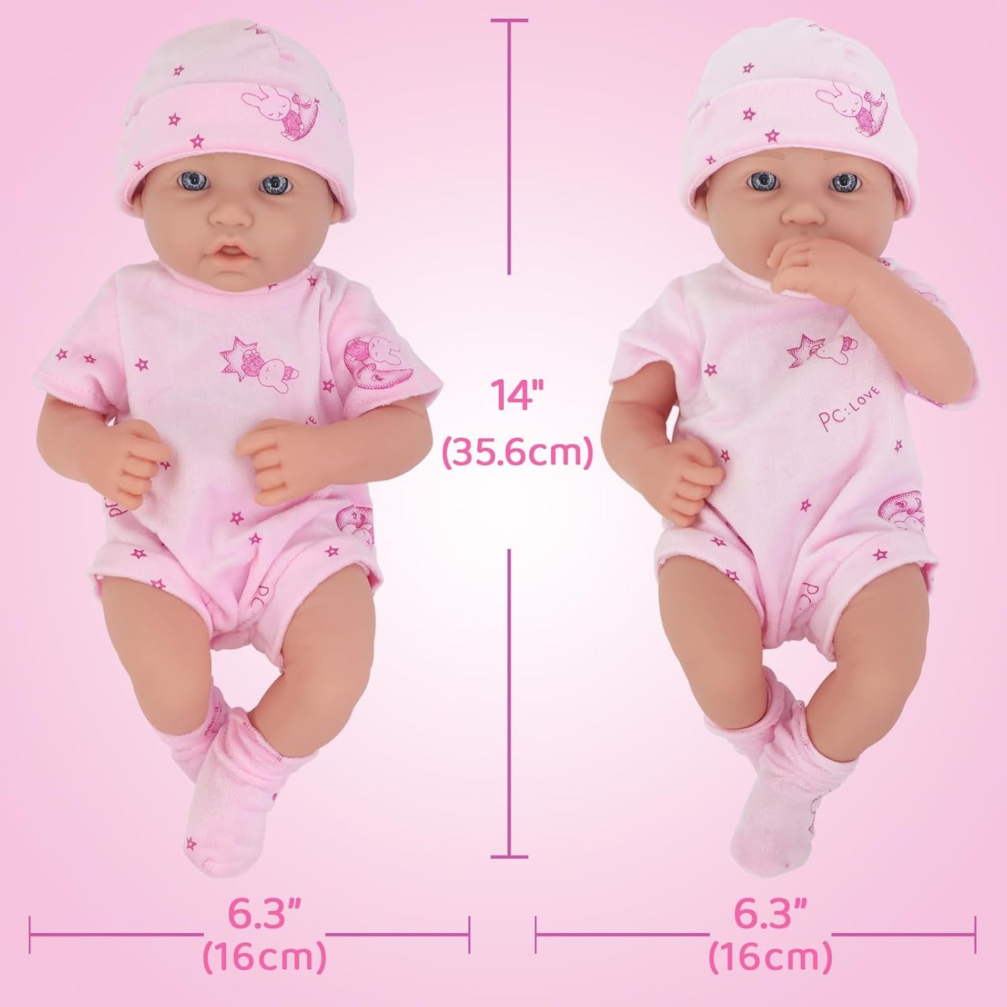 UNICORN ELEMENT Muñeca de bebé de 14 pulgadas con juego de accesori...