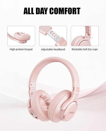 KVIDIO Auriculares híbridos con cancelación activa de ruido, auricu...