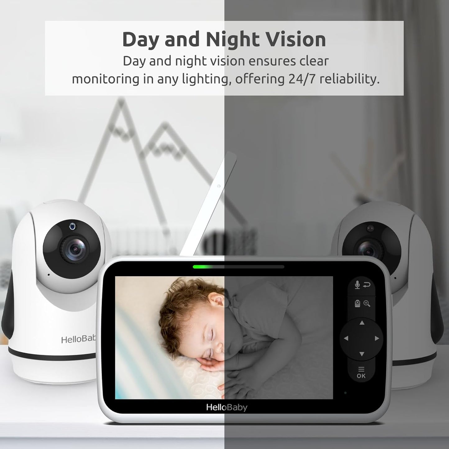 HelloBaby Monitor de Video para Bebés con Pantalla Grande IPS Mejor...