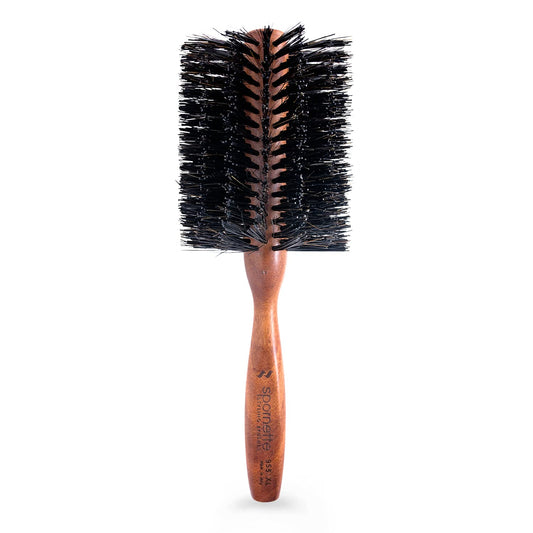 Spornette Cepillo de pelo redondo italiano de 3 pulgadas (#955-XL) – Cepillo redondo de cerdas de jabalí de doble densidad con mango de madera para secar con soplado, peinar, dar volumen, alisar y rizar cabello medio a largo