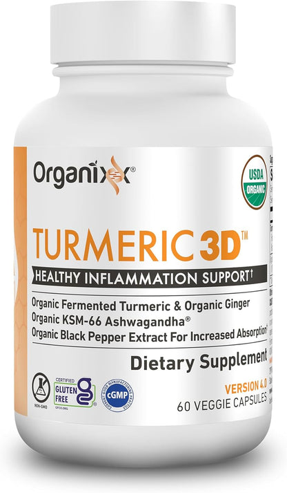 Organixx Suplemento orgánico de curcumina de cúrcuma USDA con Ashwa...