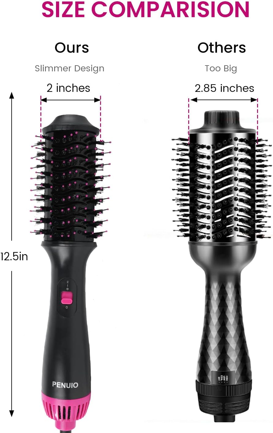 Cepillo Secador de Pelo, Secador de Pelo con Cepillo 4 en 1, Estilo con Aire Caliente, Cepillo para Secado y Volumización con Tecnología Iónica | Barril Ovalado de Titanio | Secado con Soplado