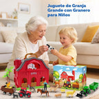 BOLZRA Farm Animals Big Red Barn Toy con Tractors Fence para Toddlers 1-5
