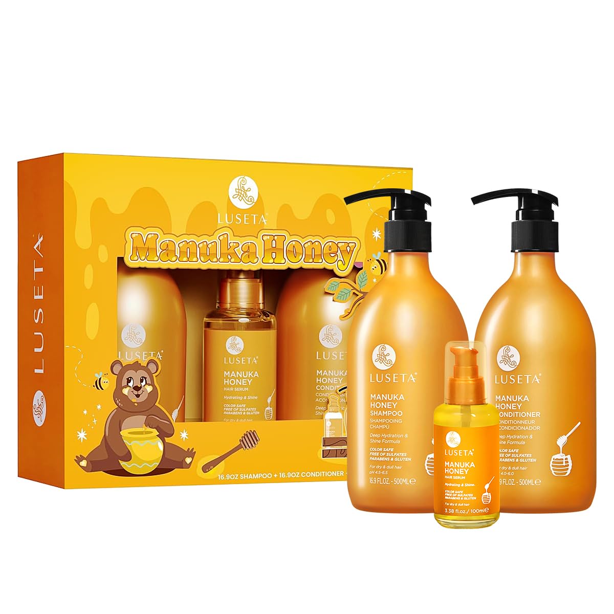 Luseta Manuka Honey Trio Conjunto de Cuidado Capilar Champú y Acond...