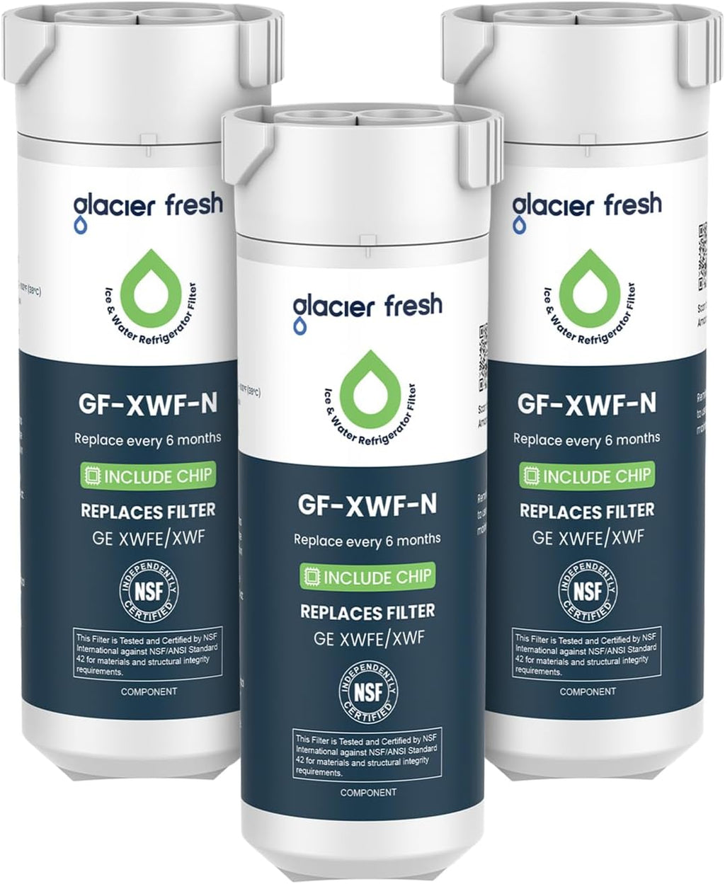 GLACIER FRESH XWFE - Filtro de agua para refrigerador (chip integra...