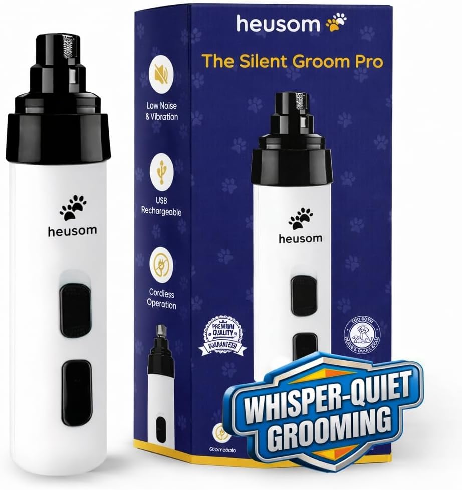 Heusom Silent Groom Pro Molinillo de uñas para mascotas | Cortador...