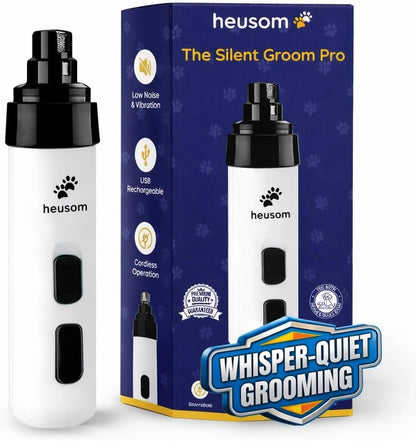 Heusom Silent Groom Pro Molinillo de uñas para mascotas | Cortador...