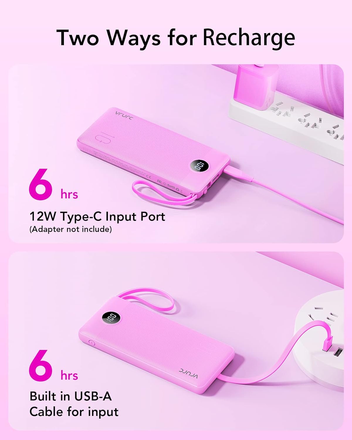 VRURC Cargador portátil de 10000 mAh, paquete de baterías esenciale...