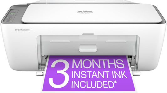 HP DeskJet 2855e Impresora inalámbrica de inyección de tinta todo en uno, escáner, fotocopiadora, lo mejor para el hogar, 3 meses de tinta instantánea incluida, conectividad Wi-Fi de una sola banda