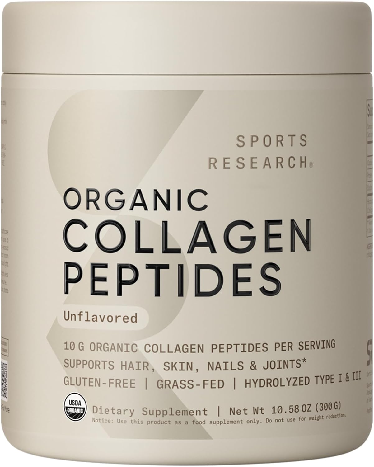Sports Research® Péptidos de colágeno orgánico - Polvo de proteína...