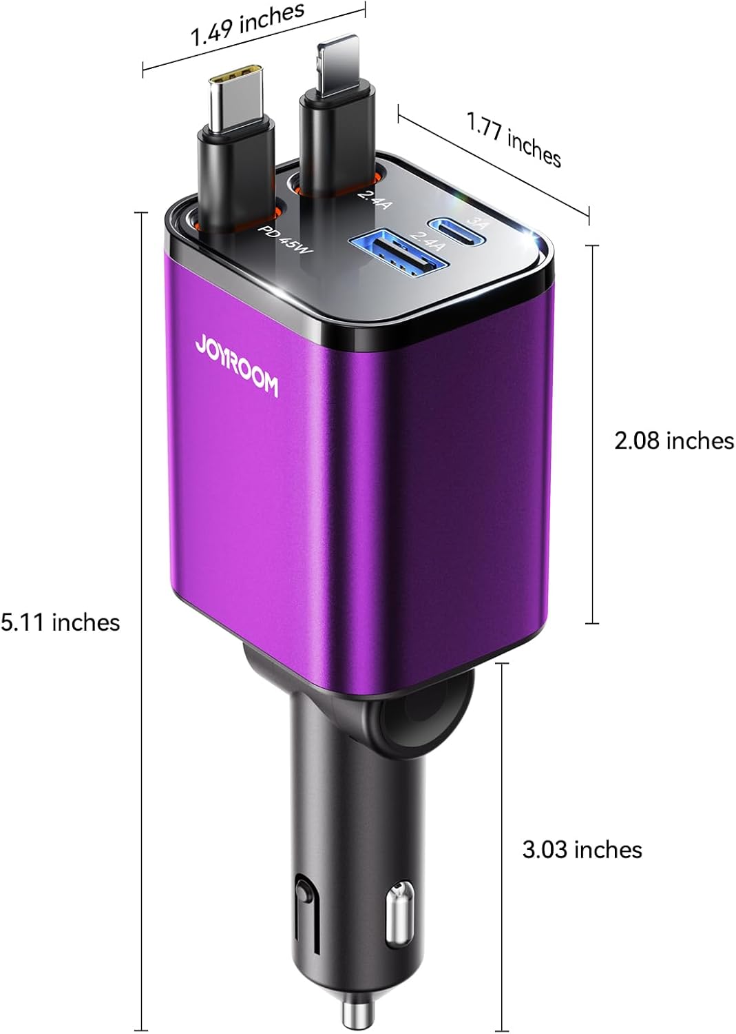 [2026 Ultra-compacto] Cargador retráctil para automóvil USB C 84 W,...