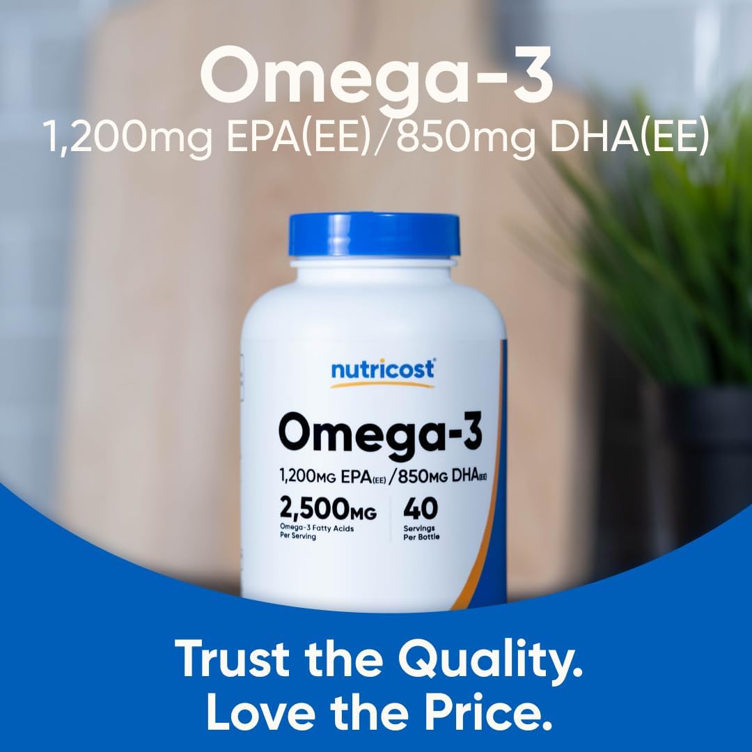 Nutricost Aceite de pescado Omega 3, 2500 mg, 120 cápsulas blandas...
