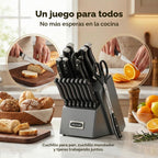 McCook Juego de cuchillos de cocina afilados con afilador incorpora...