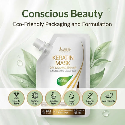 Vitamins Keratina Hair Mask Acondicionador profundo - Reparación de...