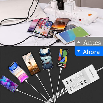 Estación de carga de pared USB de 10 puertos con carga rápida, tecn...