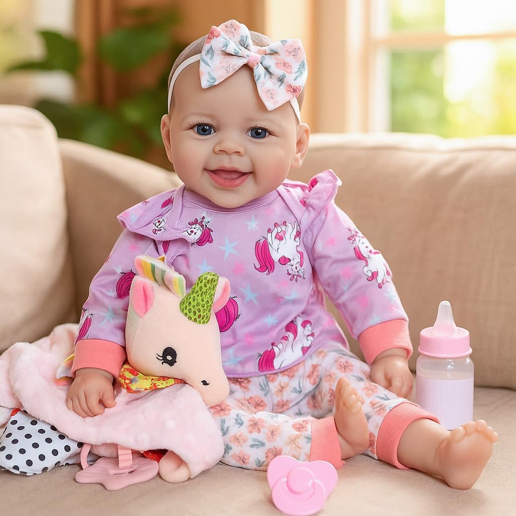 SCOM Muñeca de bebé niña, muñeca realista de cuerpo suave de 18 pul...