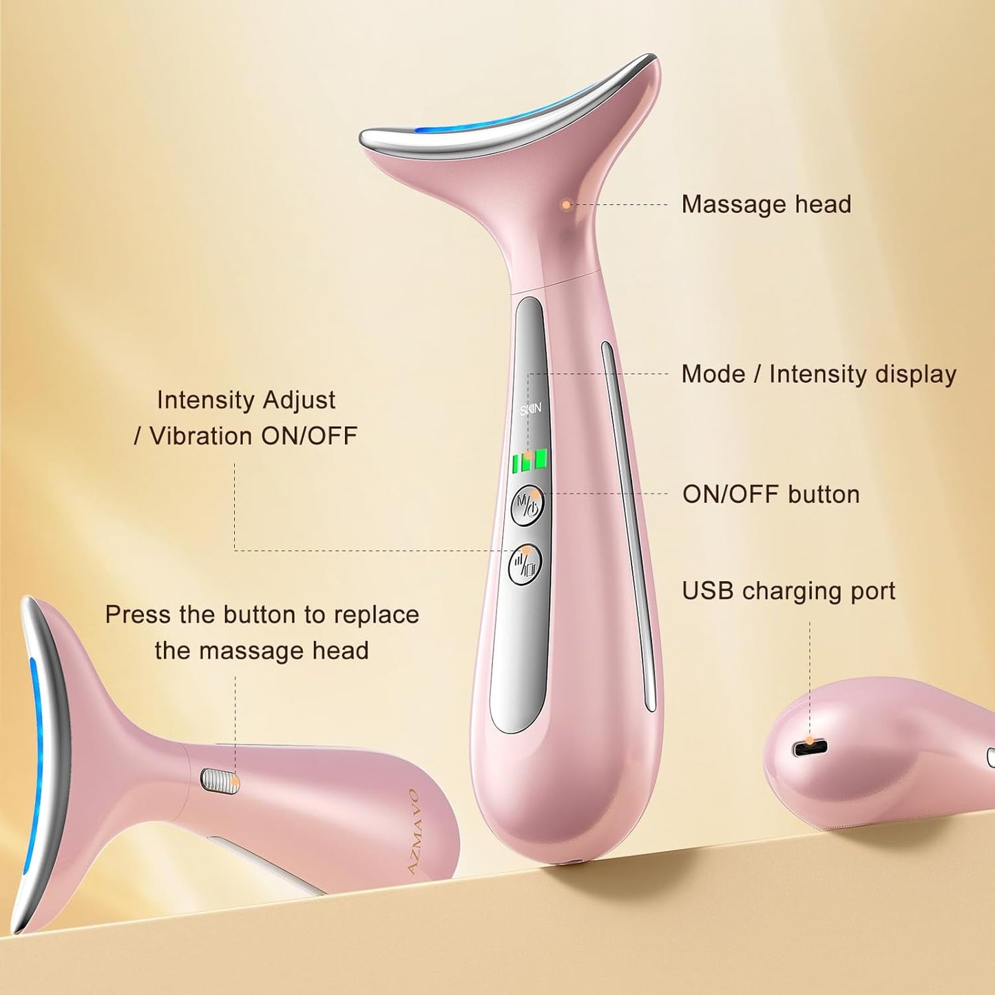 AZMAVO Dispositivo de cuidado de belleza multiárea 4 en 1 con cabez...