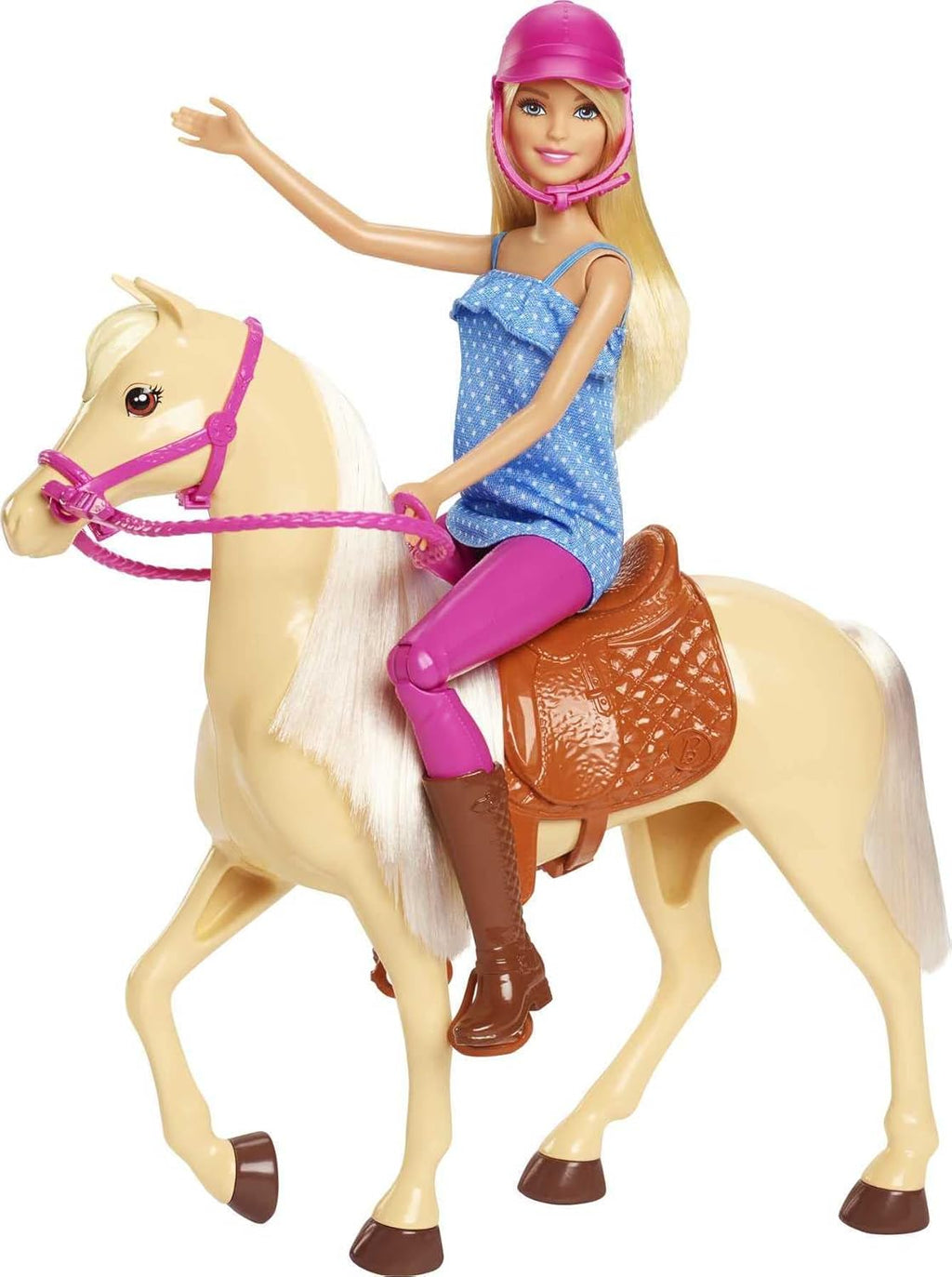 Barbie Playset con muñeca rubia de moda en atuendo de montar y caba...