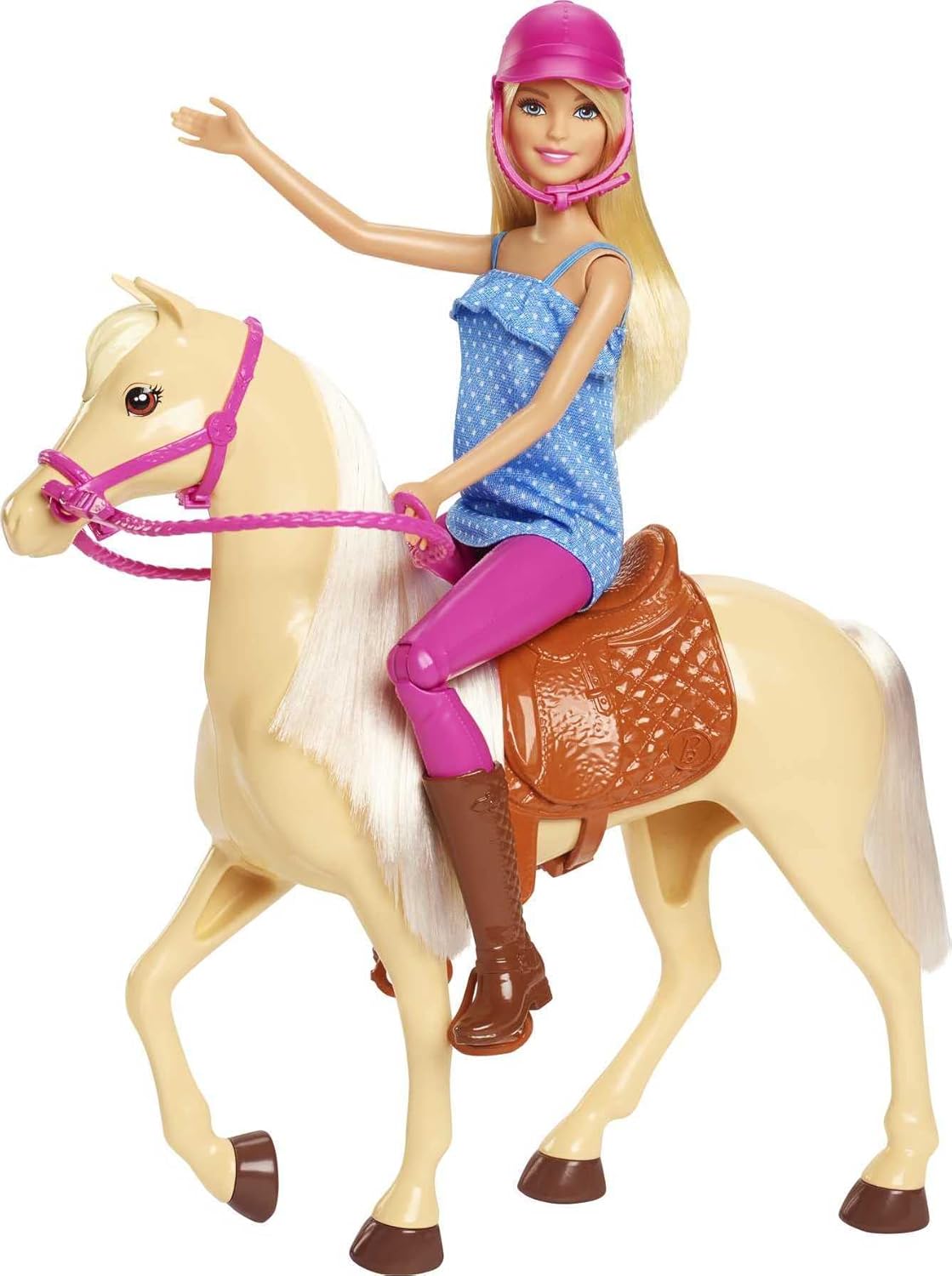 Barbie Playset con muñeca rubia de moda en atuendo de montar y caba...