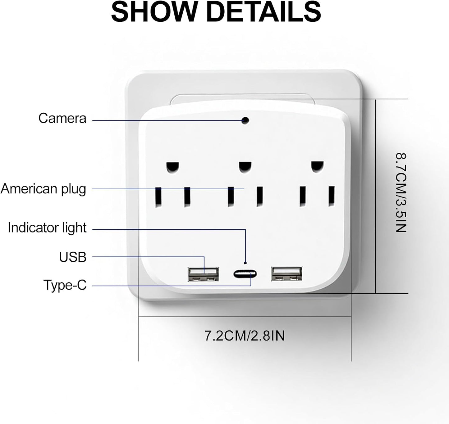 ULar Cargador de pared de cámara de salida 4K para interiores, moni...
