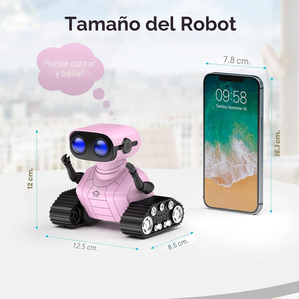 ALLCELE Robot de juguete para niñas, robot RC recargable para niños...