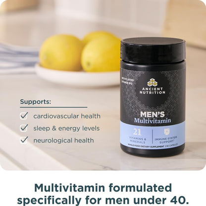 Ancient Nutrition Multivitamínico para hombres, vitamina D, C, E, B...