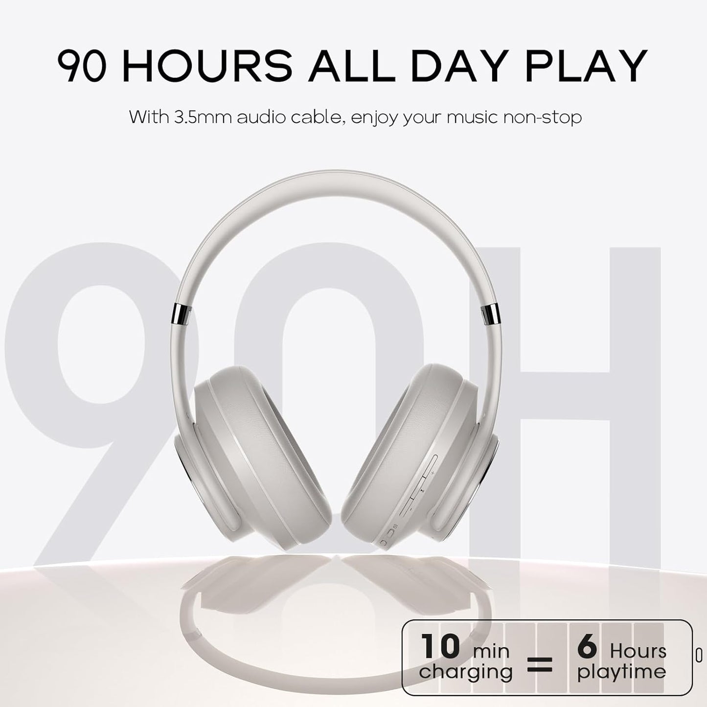 DOQAUS - Auriculares Bluetooth de diadema inalámbricos con 90 horas...