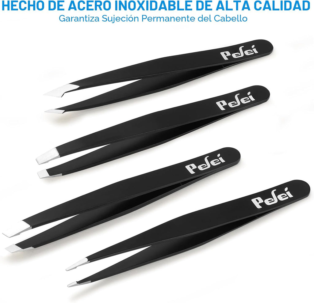 Pefei Juego de pinzas profesionales de acero inoxidable para cejas,...