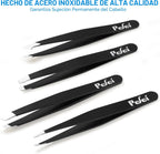 Pefei Juego de pinzas profesionales de acero inoxidable para cejas,...