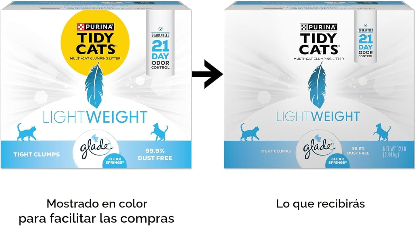 Purina Tidy Cats Ligera con Glade Clear Springs Multi-Gato, Aglomer...