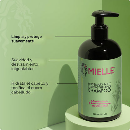 Mielle Organics - Champú fortalecedor de romero y menta con biotina...