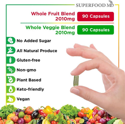 Superfood 180 Cápsulas de Frutas y 180 Cápsulas de Verduras - Super...