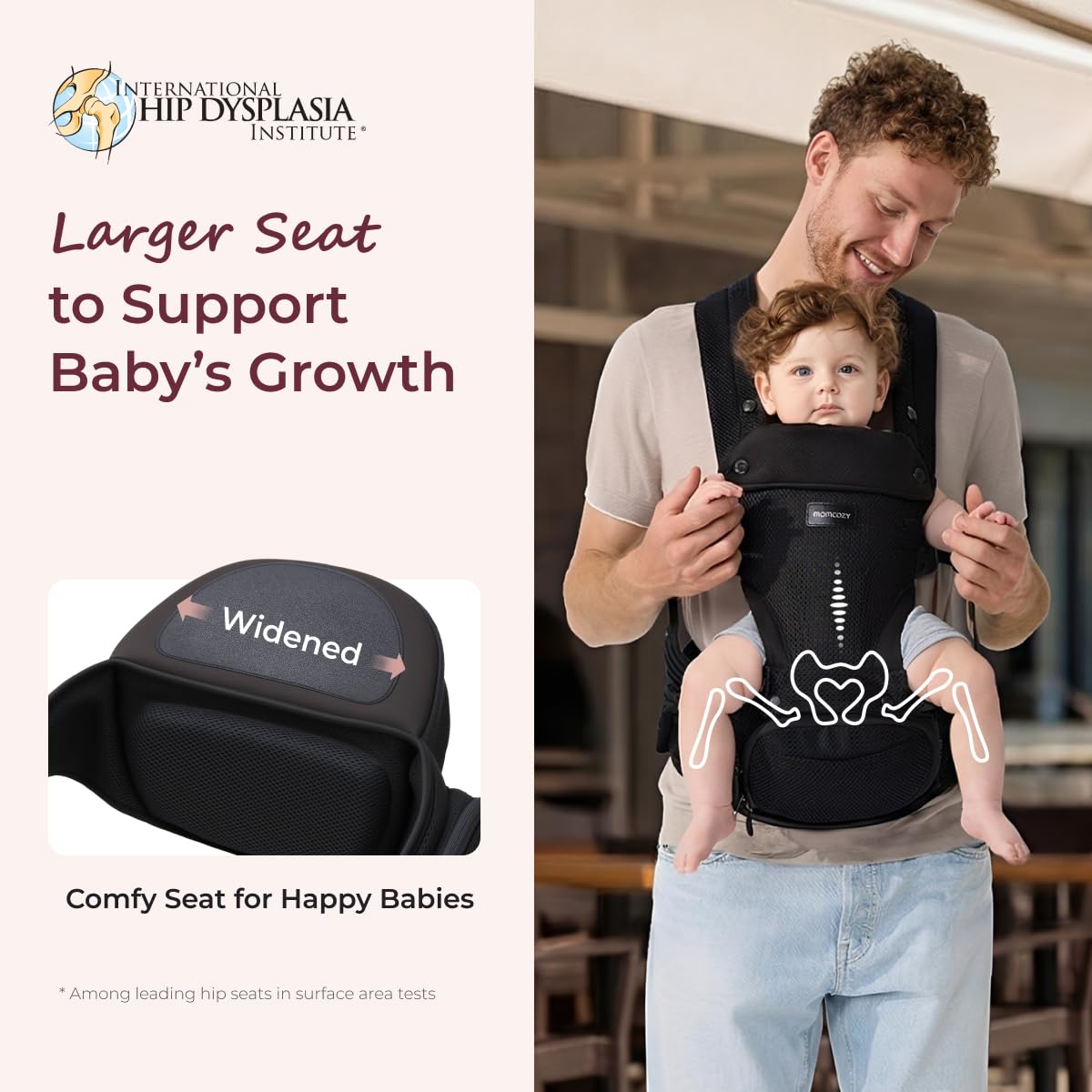 Momcozy Portabebés con asiento de cadera, transporte orientado haci...