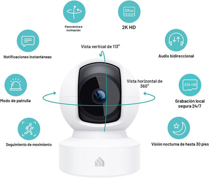 Kasa Smart Cámara de seguridad Kasa 2K QHD Pan\/Tilt, sensor Starli...