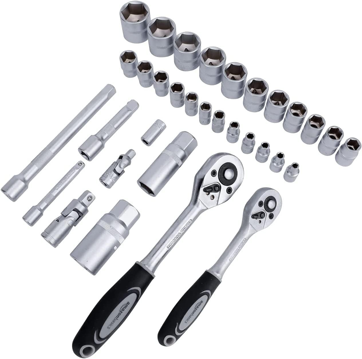Amazon Basics Juego de herramientas manuales de mecánico y reparaci...